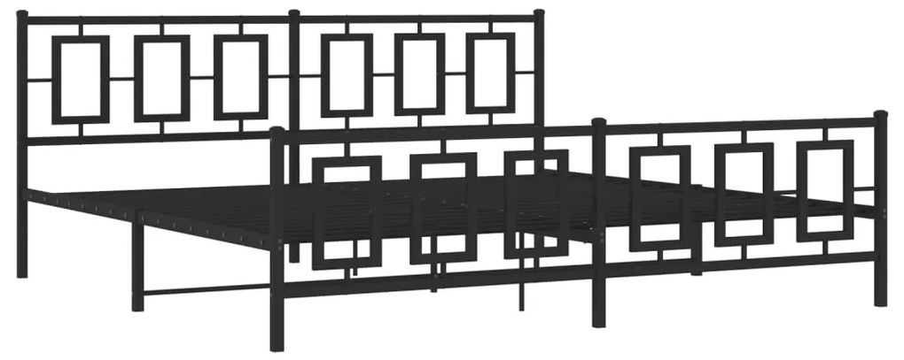 Giroletto con Testiera e Pediera Metallo Nero 193x203 cm