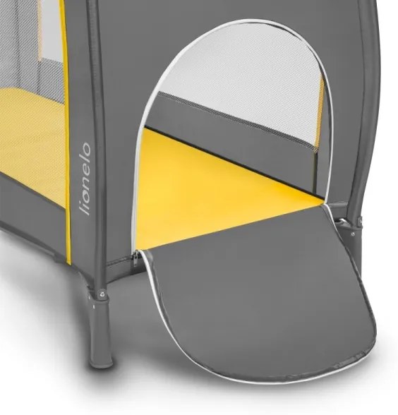 Lionelo - Lettino da viaggio SVEN PLUS grigio/giallo