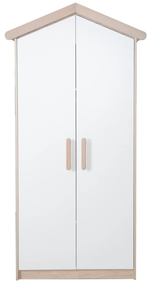 Armadio per bambini bianco/di colore naturale con effetto rovere 96x190x50 cm Cabane – Roba