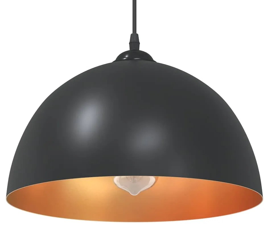 Lampada A Sospensione 2 Pz Regolabile E27 Nero Ø 30 Cm Metallo /