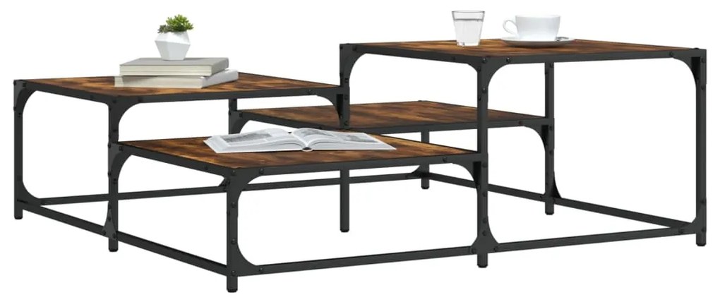 Tavolino Da Salotto Rovere Fumo 107x107x40 Cm Legno Multistrato /