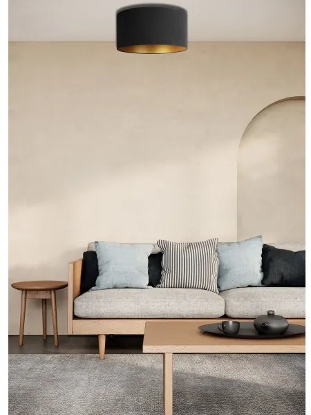 Duolla - Plafoniera ROLLER 1xE27/15W/230V diametro 40 cm nero/oro