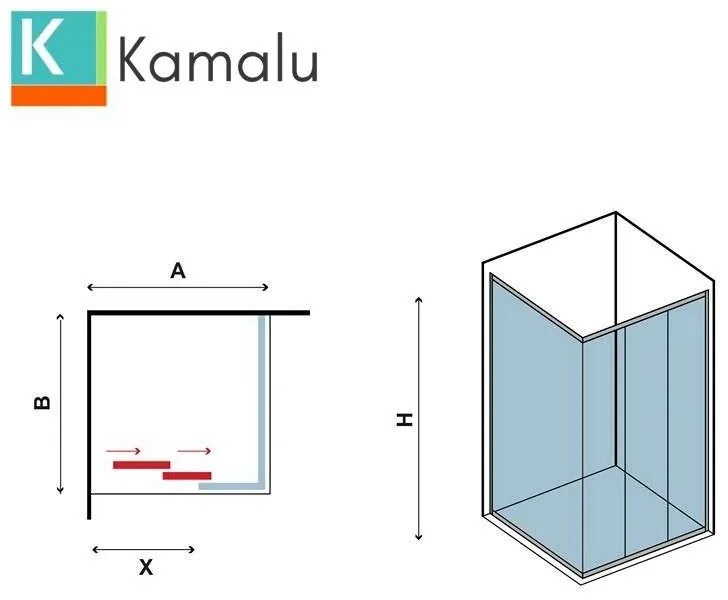 Kamalu - Box doccia 70x120 altezza 180 cm apertura scorrimento KP3000S