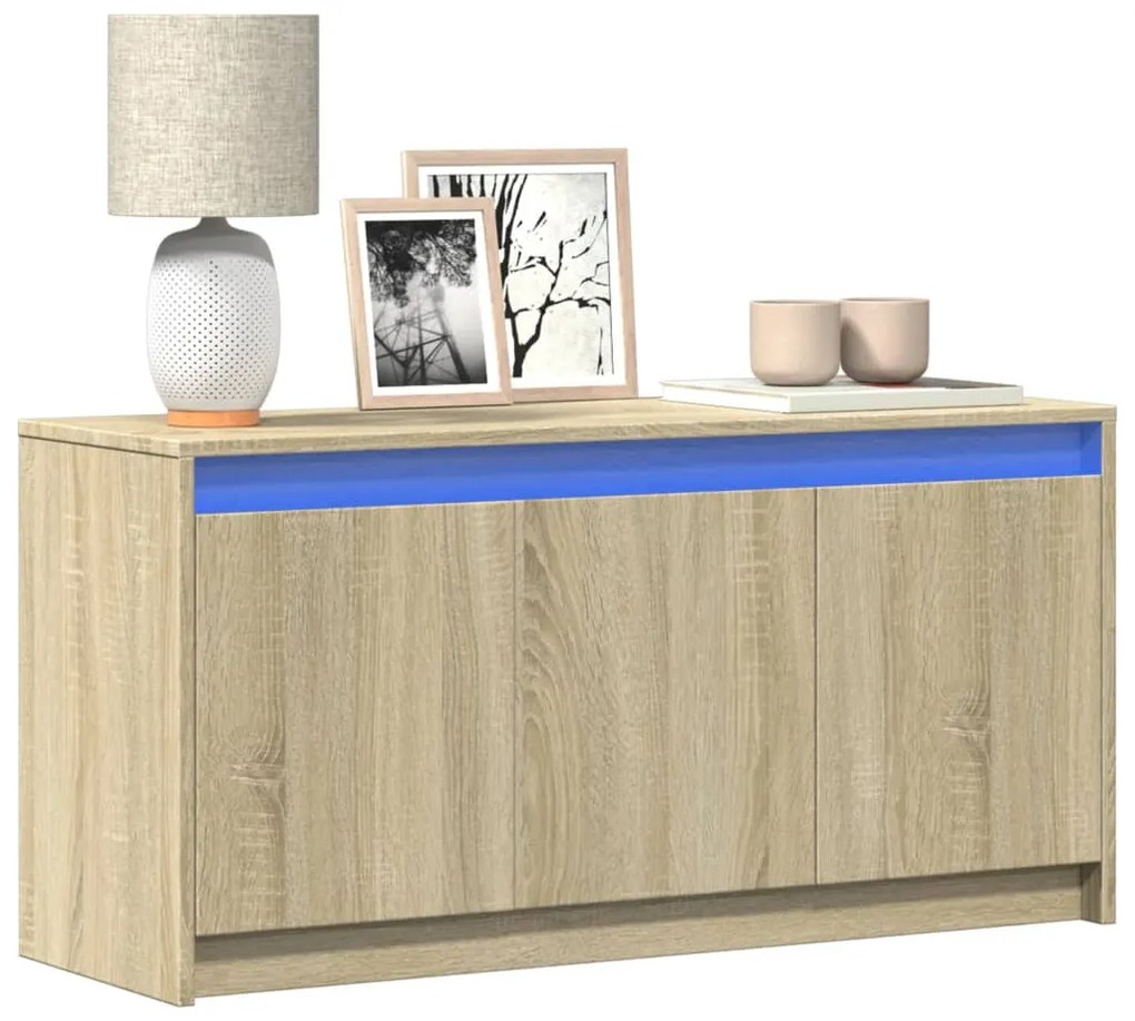 Mobile Porta Tv Con Led Rovere Sonoma 100x34x50cm İn Truciolato /