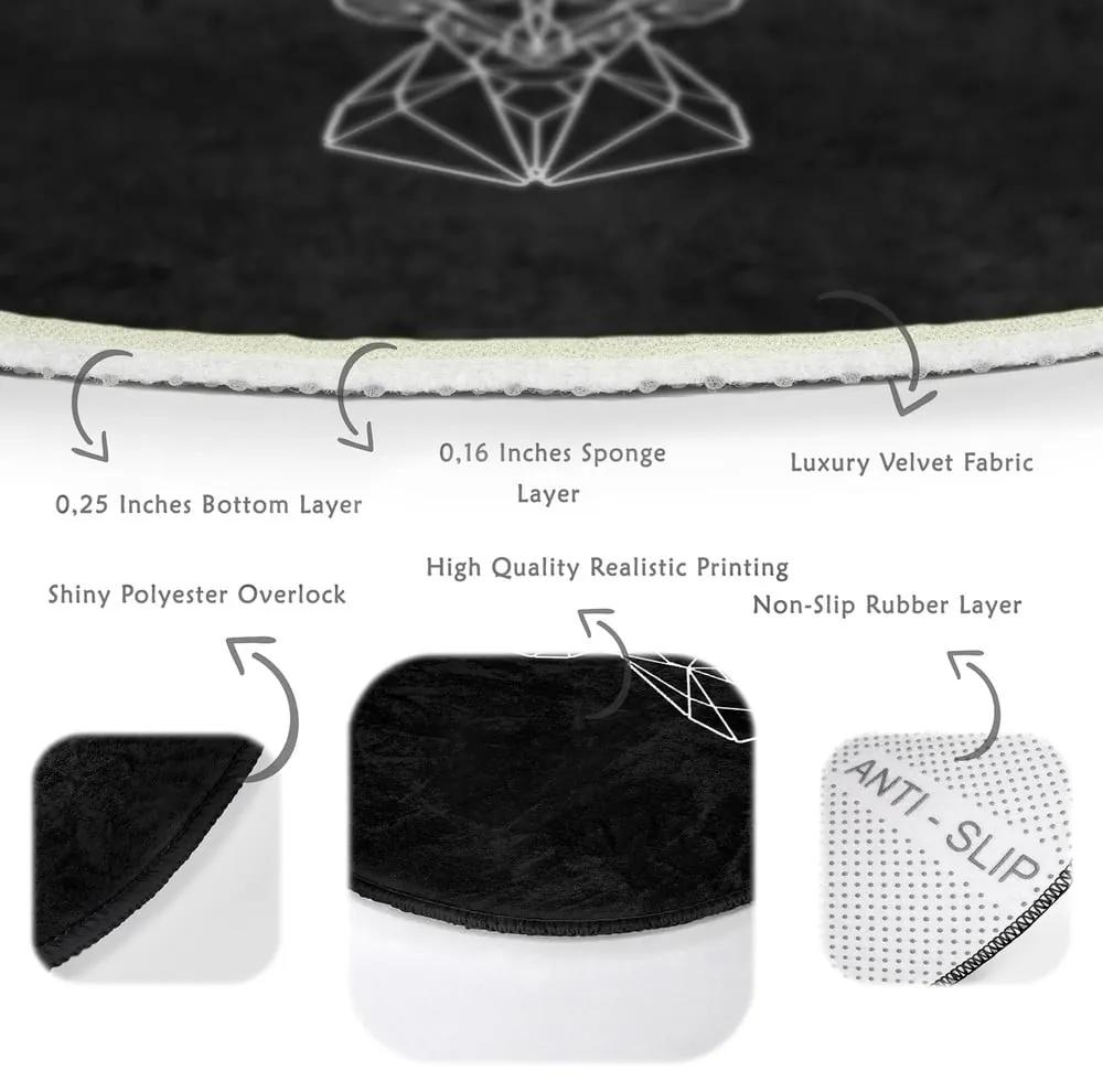 Tappeto rotondo nero lavabile adatto a robot aspirapolvere ø 100 cm Comfort - Mila Home