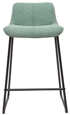Sgabelli da bar in tessuto effetto velluto testurizzato acquamarina e metallo nero H65 cm (set di 2) BOOST