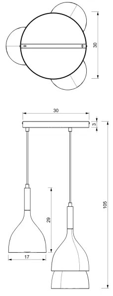 Lampadario a sospensione con filo NOAK 3xE27/15W/230V bianco/cromo