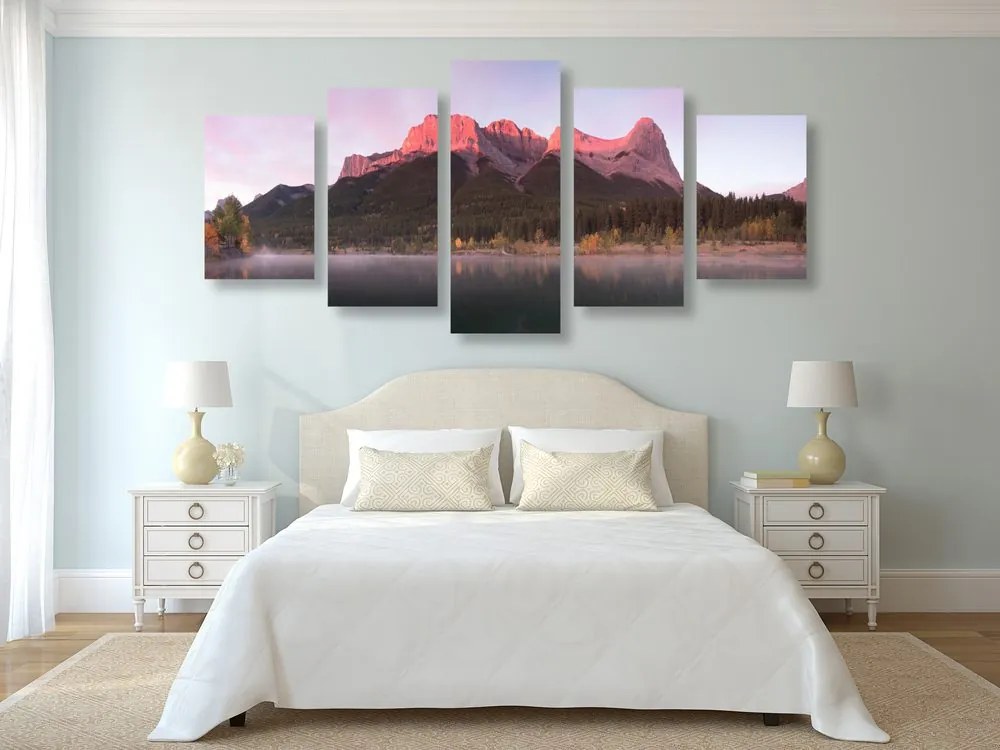 Quadri 5 pezzi – Tramonto sulle Dolomiti