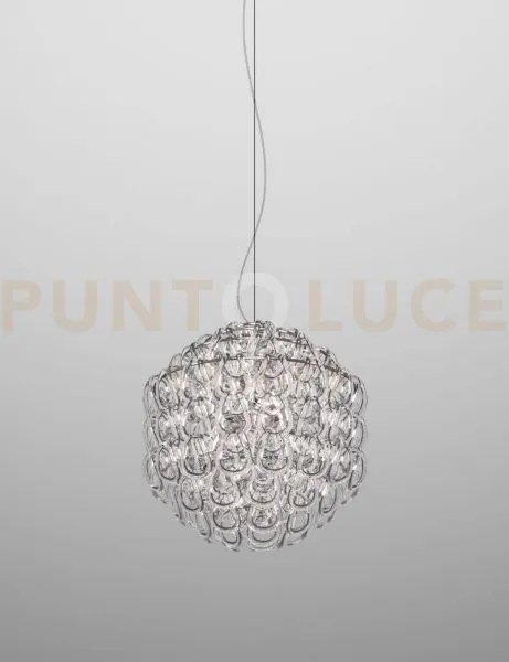 Giogali sospensione 50 cristallo trasparente e cromo lucido 3 luci ...