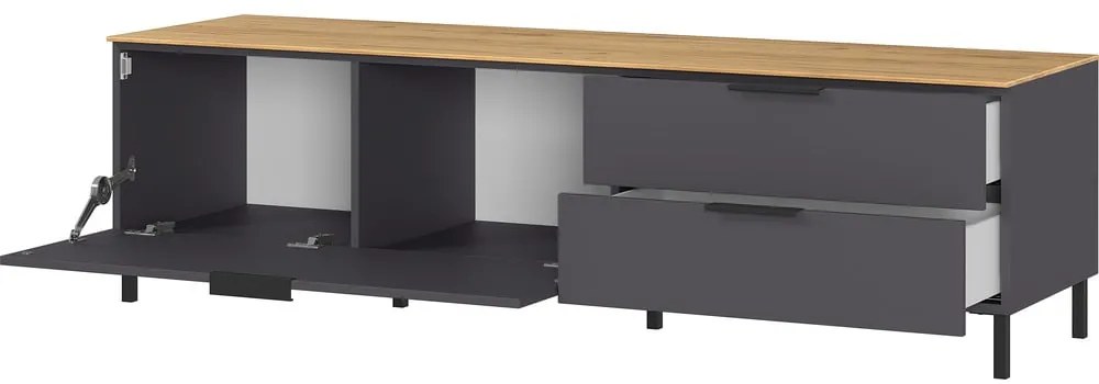 Tavolo TV grigio in rovere 164x47 cm California - Germania