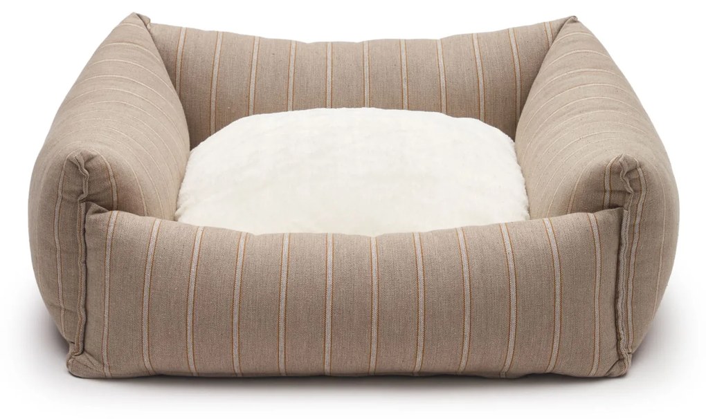 Kave Home - Cuccia piccola Toby a righe e pelo marrone 60 x 60 cm