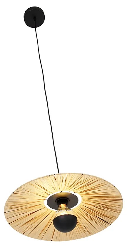 Lampada a sospensione rustica nera con corda 45 cm - Leia