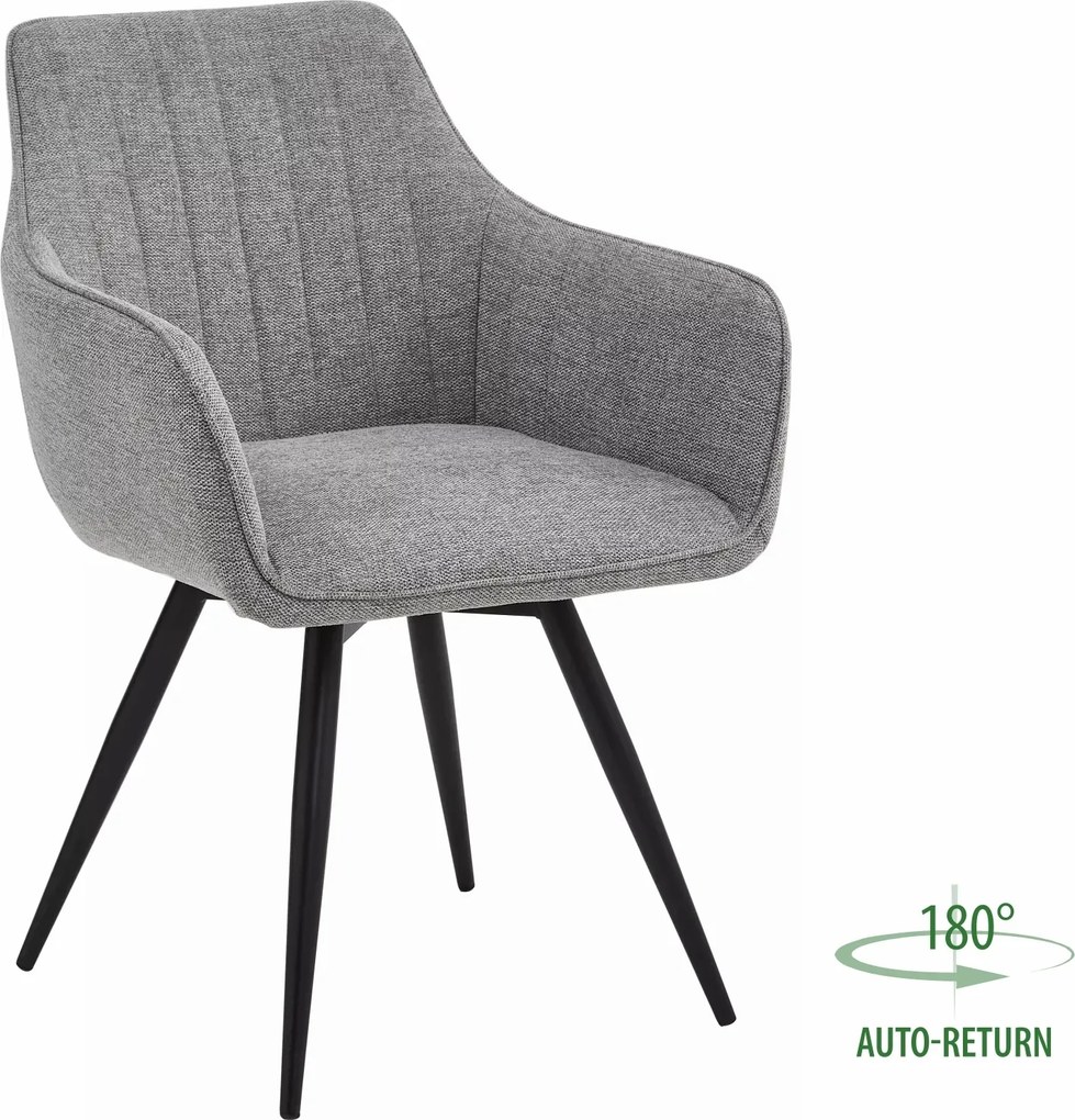 Sedia Ballo Brego con rotazione automatica 180° – tessuto grigio e struttura in metallo nero opaco