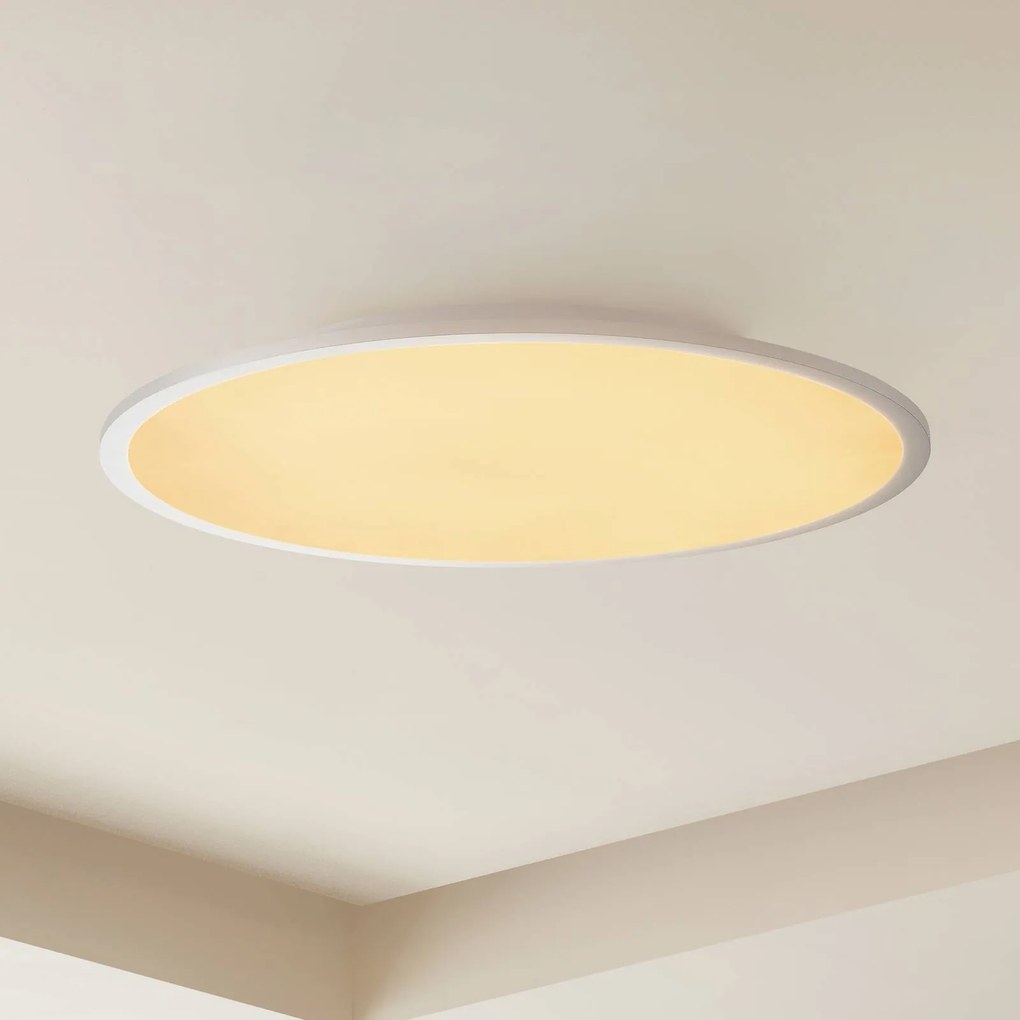 Plafoniera a LED Narima Lindby, dimmerabile, Bianco / Opale, Cucina, Plastica, Moderno, Plafoniera LED