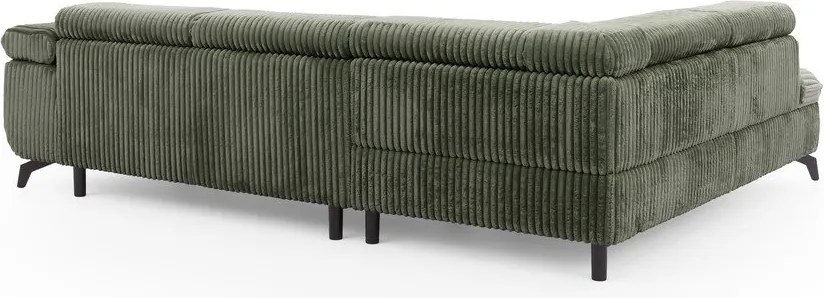 Divano angolare verde (con penisola a sinistra/a L) con rivestimento in velluto a coste Marbeya – Ropez