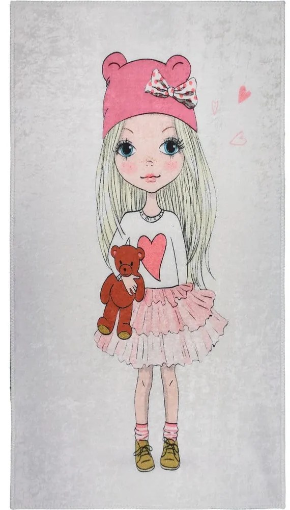 Tappeto per bambini lavabile 100x160 cm Cute Girl and the Bear – Vitaus