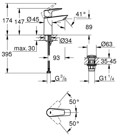 GROHE 24199001 - START EDGE DN 15 Miscelatore lavabo, cromo lucido