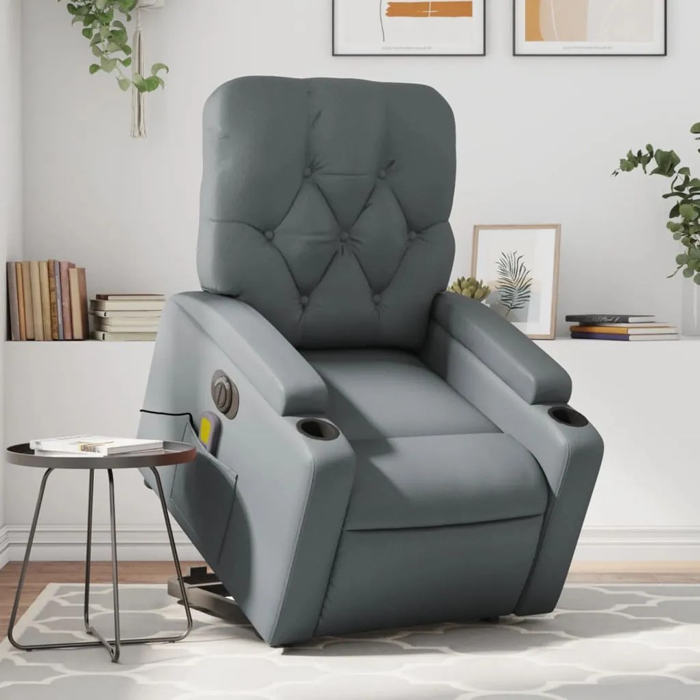 Poltrona Alzapersona Elettrica Reclinabile Grigio İn Similpelle /