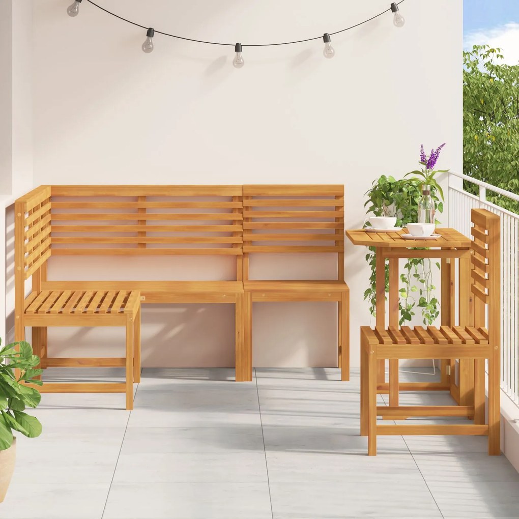 Set da pranzo da giardino in 4 pezzi - legno massello di acacia