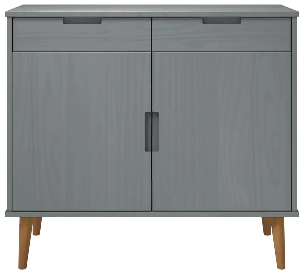 Credenza molde grigia 90x40x80 cm in legno massello di pino