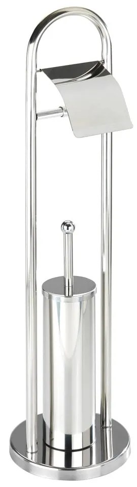 Scopino con porta carta igienica in argento Vasto - Wenko