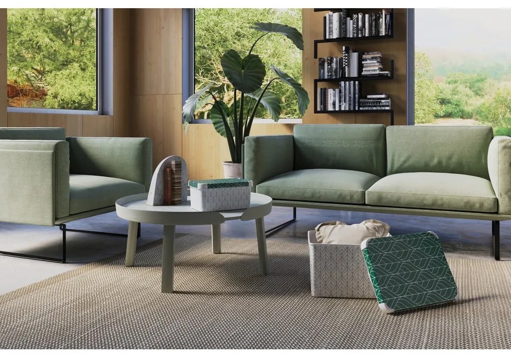 Scatola con coperchio bianca/verde in plastica 29,5x19,5x13,5 cm S – Curver