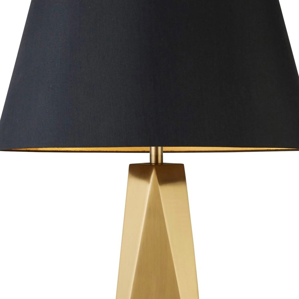 Lampada Da Scrivania Contemporanea Maldon Acciaio Nero Tessuto Oro 1 Luce E27