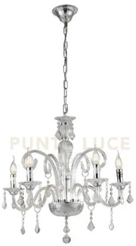 Lampadario cristallo trasparente 5 luci attacco e14 66x135cm