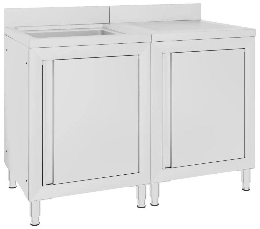 Mobiletto Da Cucina Con Lavandino İn Acciaio Inox 120x60x96 Cm /