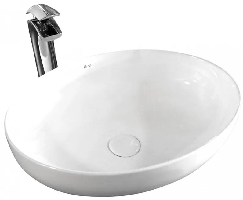 REA-U8198 - Lavabo da appoggio CAROLA SLIM 39x51,5 cm ceramica/bianco lucido