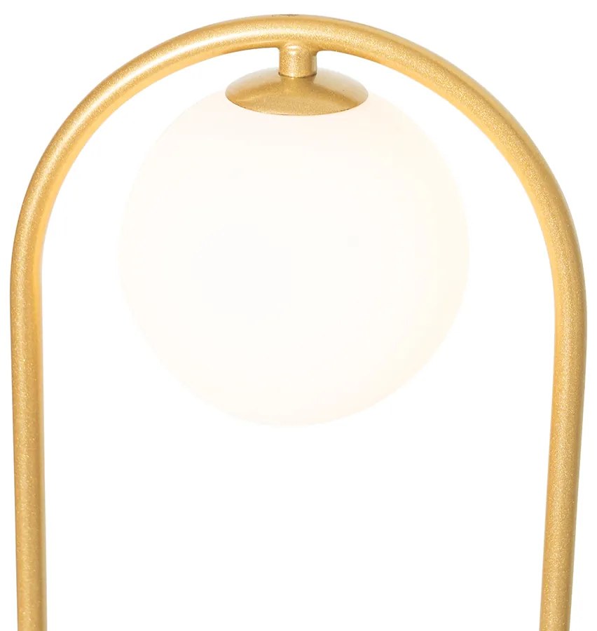 Lampada da terra Art Déco dorata con vetro bianco - Isabella