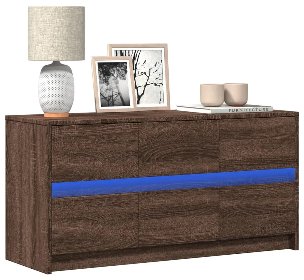 Mobile Porta Tv Con Led Rovere Marrone 100x34x50 Cm Truciolato /