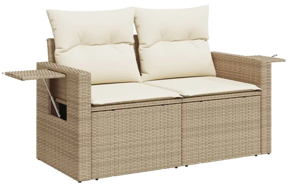 Set Divano da Giardino 10 pz con Cuscini Beige in Polyrattan