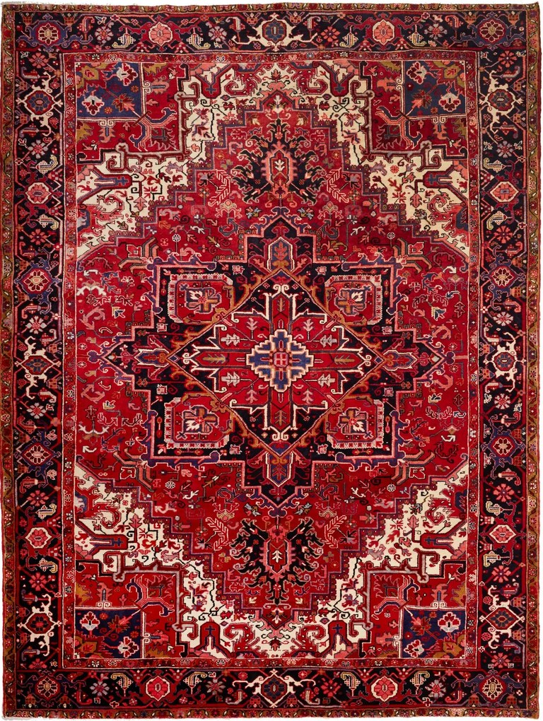 Heriz Tappeto persiano 350 x 260 Blu (Iran) Annodato A Mano