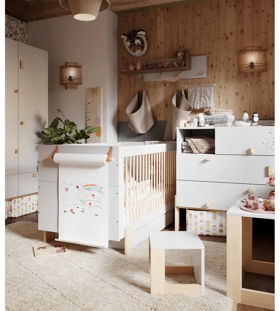 Appendiabiti da parete per bambini grigio chiaro/naturale Cube - Pinio