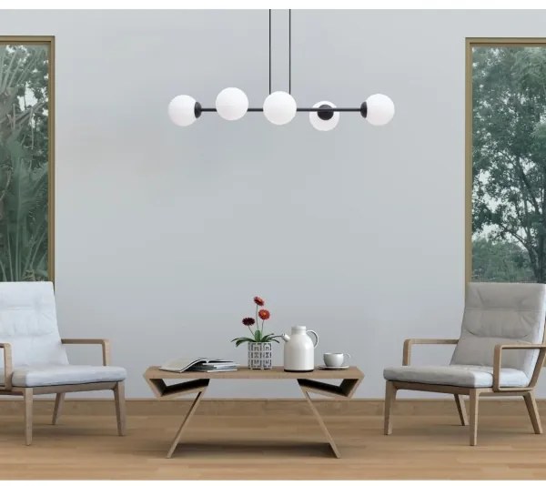 Lampadario a sospensione con filo FIRA 5xE27/60W/230V nero