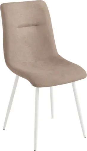 Sedia da pranzo in tessuto Tortora gambe metallo Bianco - MANDY 2 sedie