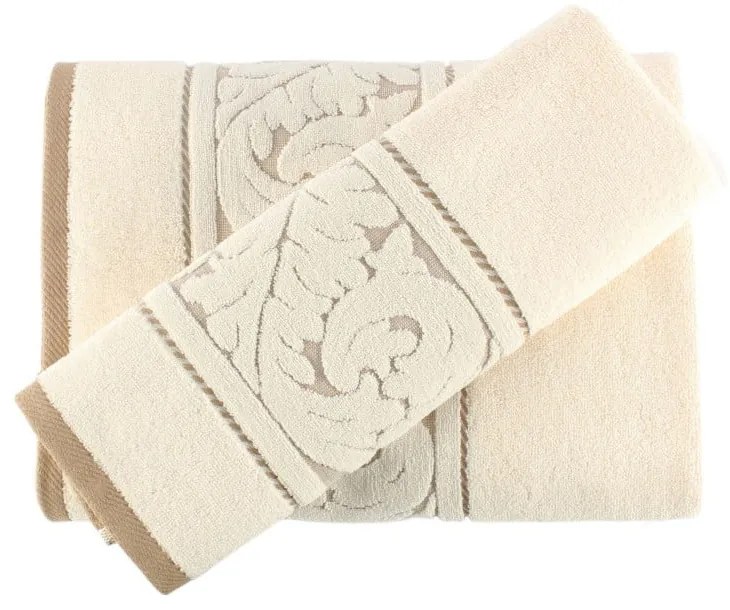 Set di asciugamani e teli da bagno in cotone crema Crema - Foutastic