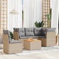 Set Divano da Giardino 6 pz con Cuscini Beige Misto Polyrattan 3255975