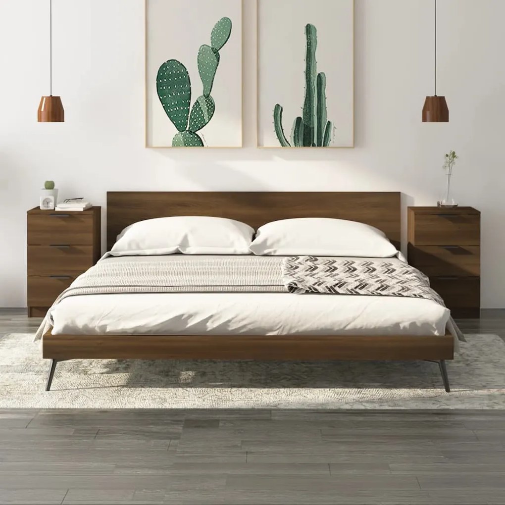 Comodini 2 Pz Rovere Marrone 40x36x65 Cm /