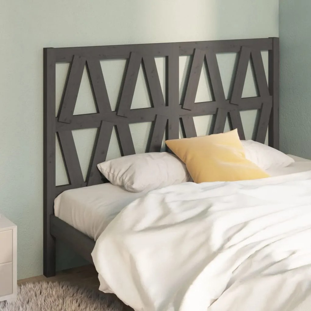 Testiera Per Letto Grigia 156x4x100cm İn Legno Massello Di Pino /