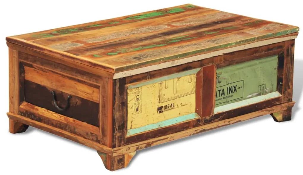 Tavolino da caffè con stoccaggio vintage in legno di recupero