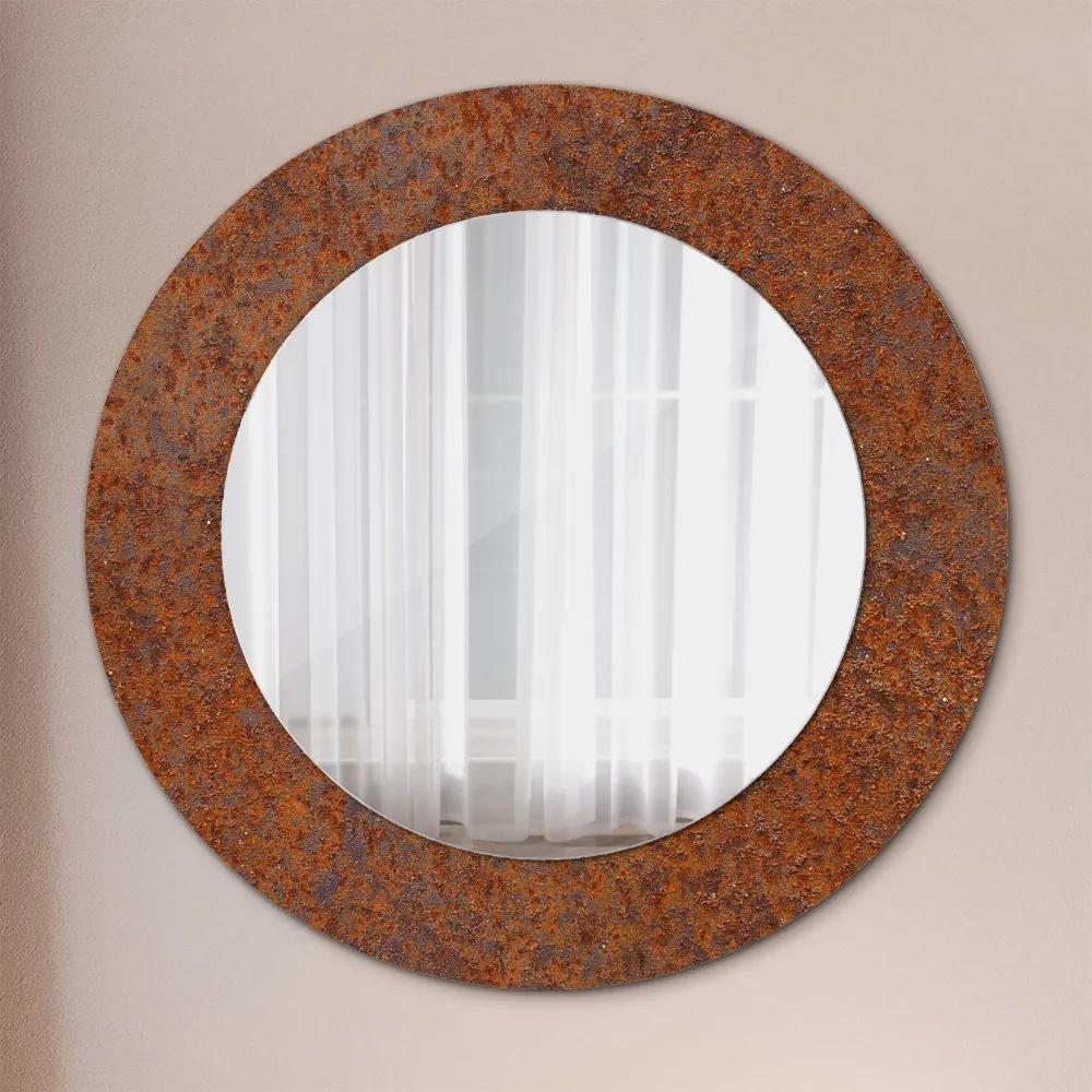 Specchio rotondo stampato Metallo arrugginito fi 50 cm