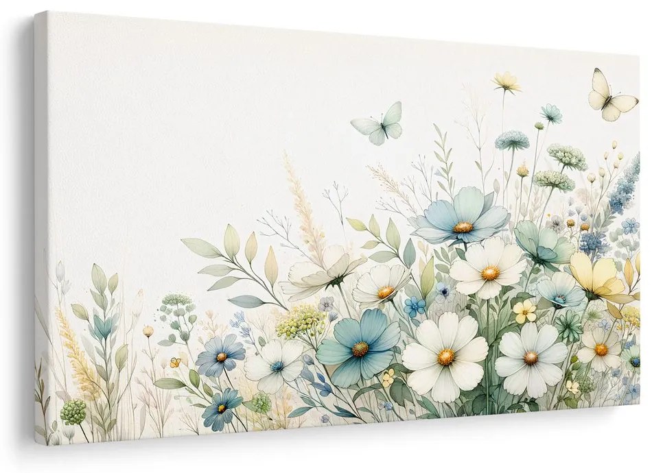 Quadro su tela – Fiori e farfalle estive