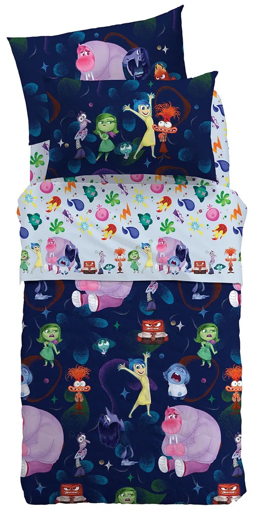Completo Lenzuola Singolo Inside out Disney, in cotone