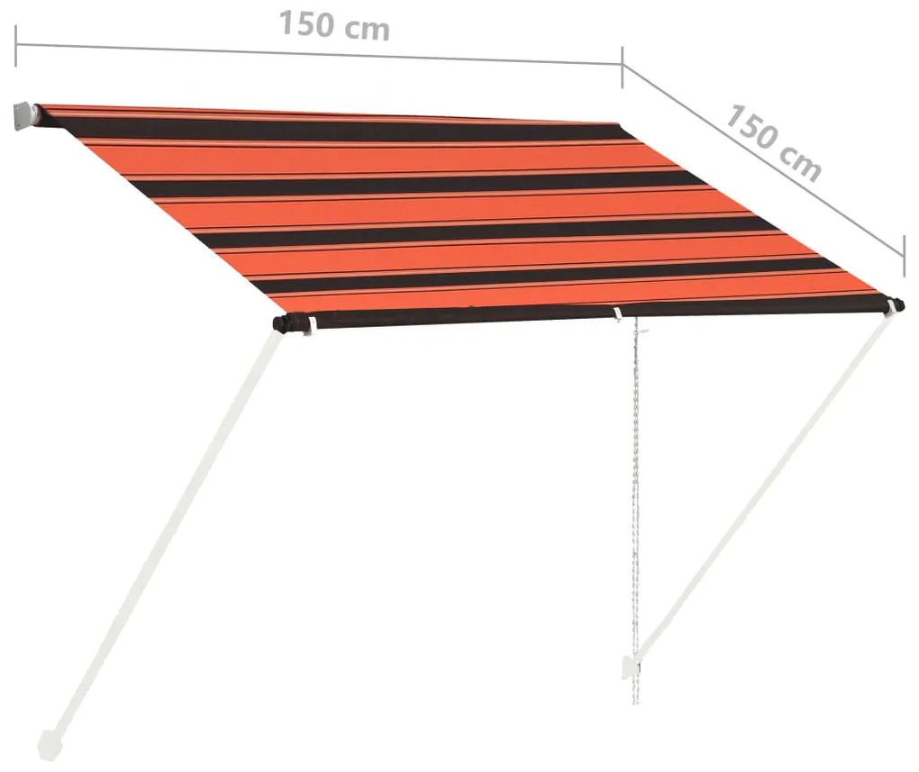 Tenda da Sole Retrattile 150x150 cm Arancione e Marrone