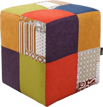 Pouf Quadrato 41x41xh48 cm in Tessuto antimacchia Patchwork