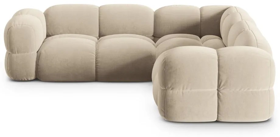 Divano angolare beige con rivestimento in velluto Loretto – Cosmopolitan Design