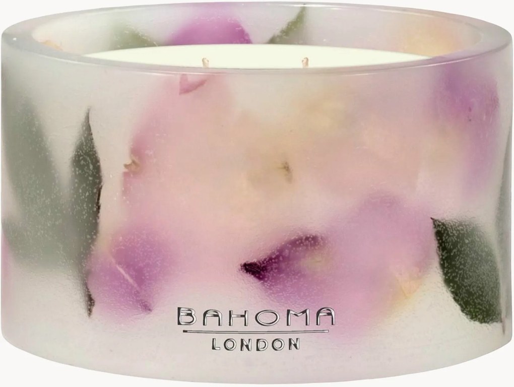 Candela profumata fatta a mano a tre stoppini Botanica (rosa, miele, viola)