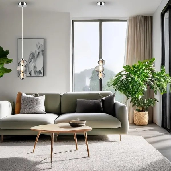 Lampadario LED su cavo BOLLA LED/12W/230V Ø 16 cm cromo lucido/grigio fumé